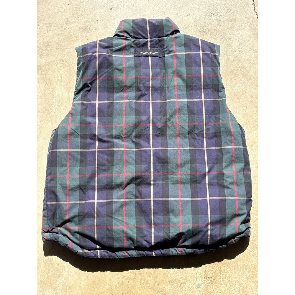 Vintage 90s Eddie Bauer Reversible goose Down Puffer  Vest Men’s S Green Plaid - Picture 4 of 6